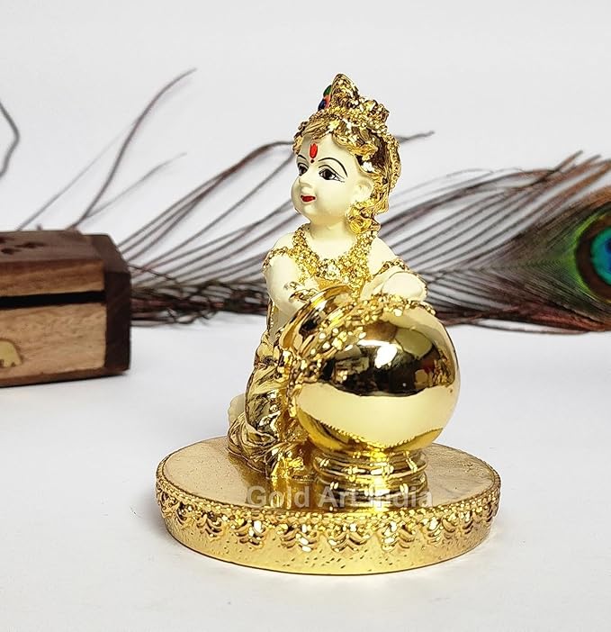 Gold Art India Makhan Krishna Krishna Idol For Home Decor Laddu Gopal Murti For Gifting Two Tone