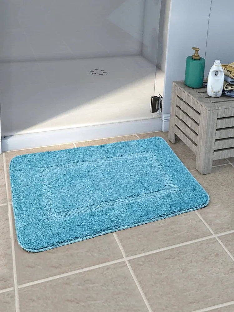 Saral Home Easy Living Microfiber Rectangular Anti Slip Bathmats Colour Turquoise