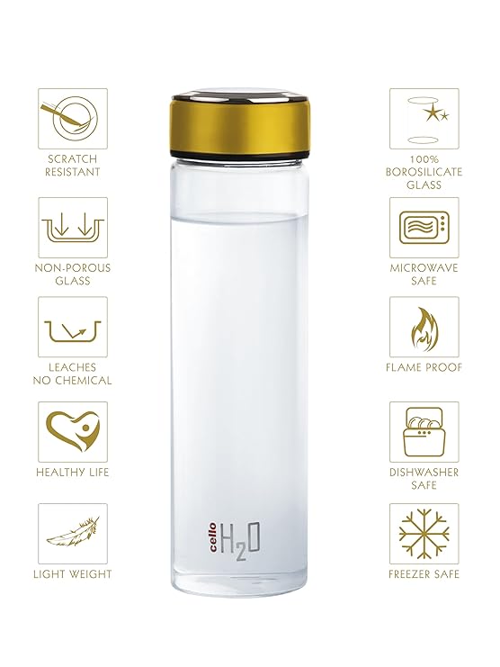 Cello H2o Borosilicate Glass Water Bottle | 1000ml