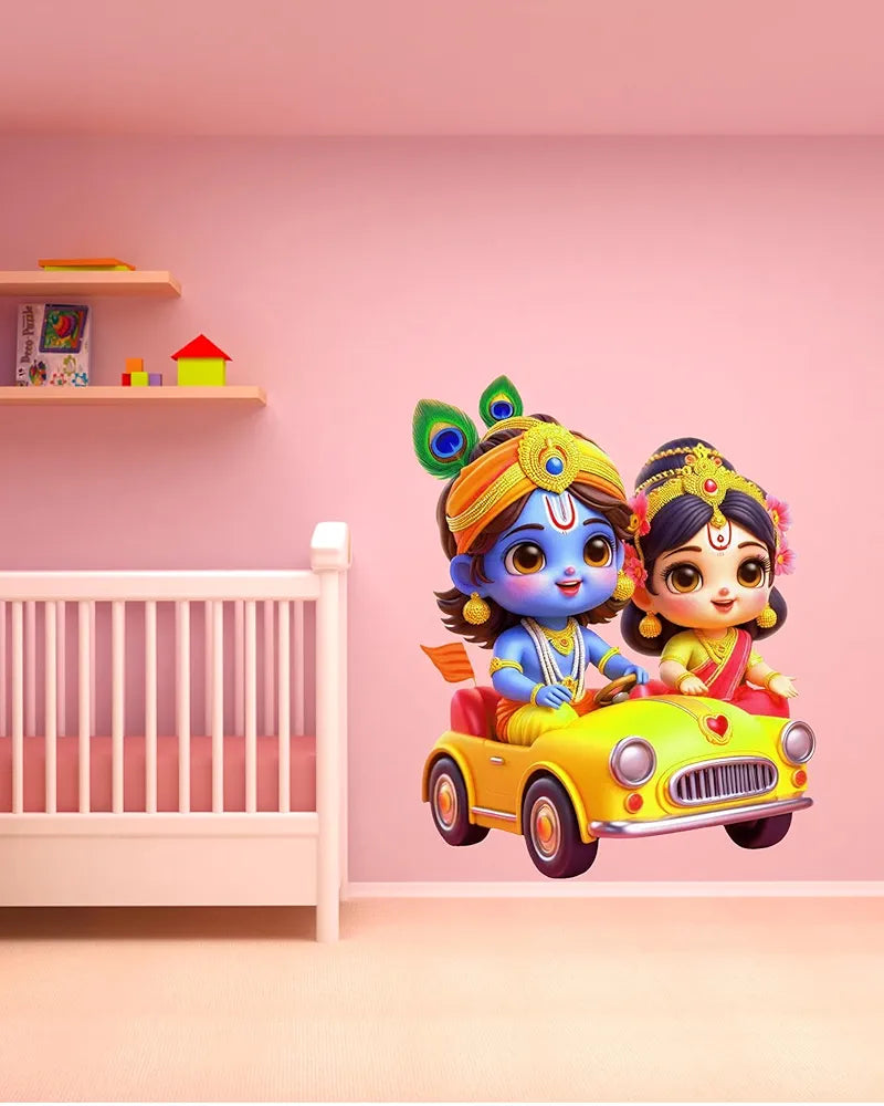 Rng Graphics Pvc Vinyl Krishna Wall Sticker Radha Krishna Wall Stickers Multicolor 56cm X 45cm DW-121L