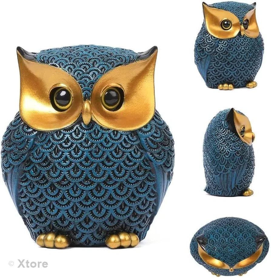 Xtore Modern Classy Lucky Owl Resin Art Figure Showpiece