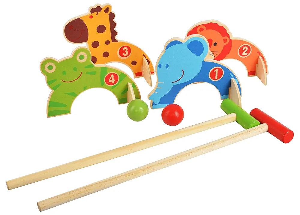 Trinkets & More - Animal Croquet Game Set Gate Ball | Mini Golf Set | Pretend Play Toys for Kids and Preschoolers 3+ Years 