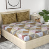 Huesland by Ahmedabad Cotton 186 TC Bedsheet for King Size Bed with 2 Pillow Covers | Green Ochre, Mulberry & Grey