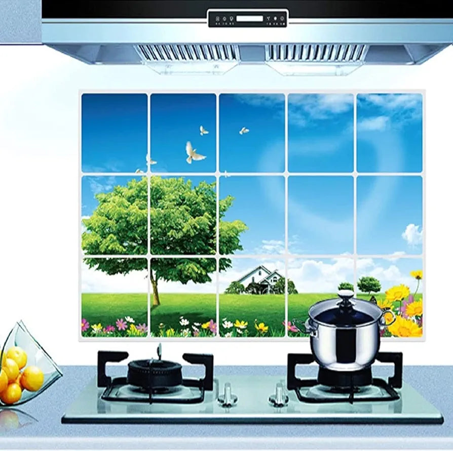 Jaamso Royals Multi Colour Natural Design Removable Vinyl Oil Proof Heat Resistant Tile Kitchen Wall Sticker Nature