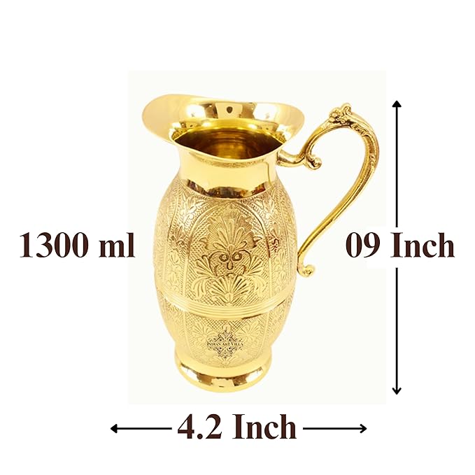 Indian Art Villa Brass Shahi Designer Jug Pitcher - 911 gms