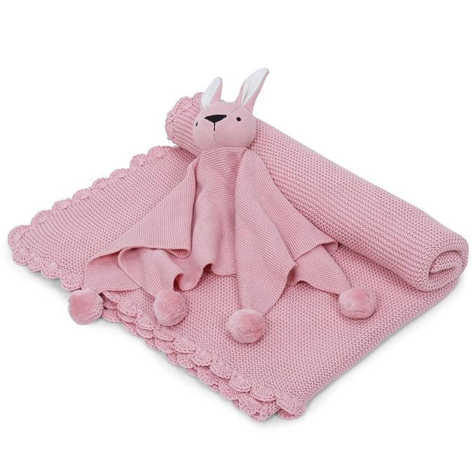 Haus & kinder Cotton Knitted Blanket for New Born Baby Colour Pink