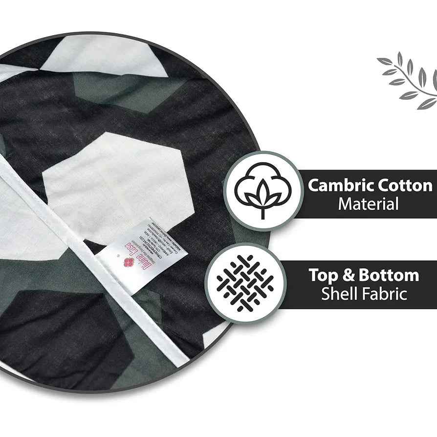 Divine Casa TC - 120 Printed Three-Layer Cotton Cambric Reversible AC Dohar Blanket for Single Bed Soft Lightweight Colour Tawny Olive & Trigonal Design