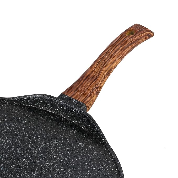 Vinod Zest Plus Aluminium Die Cast Non Stick Roti / Chapati Tawa - 31 cm | 5mm Thick | 5 Layer Coating | Scratch Proof | Wooden Finish Handle