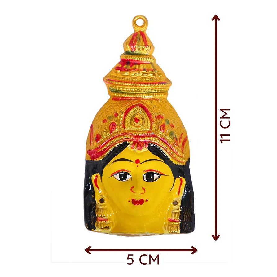 anciently Varalakshmi Face | Ammavari Face | Amman Face | Laxmi Mukhota | Varalakshmi Pooja Decoration Items Aluminium, Yellow, 1 Piece 