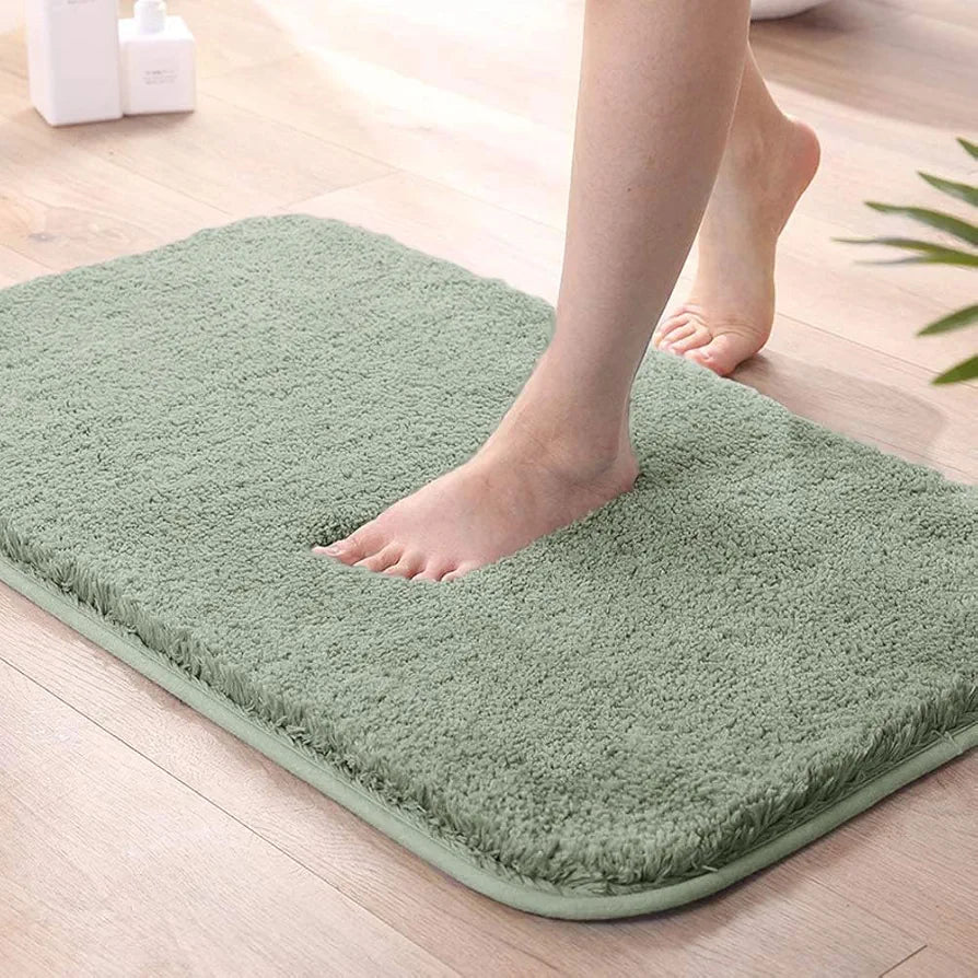 Luxe Home International Bath Mat Super Soft Non Slip Vegas Mats Rectangular Colour Pastel Green