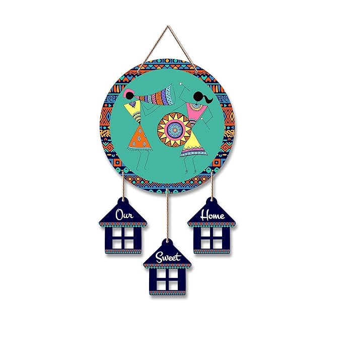Artvibes Warli Dancing Art Wooden Wall Hanging Decorative Items for Home