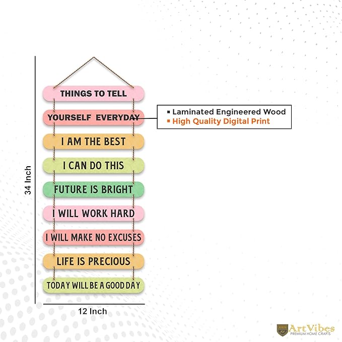 Artvibes Self Motivation Quotes Mdf Wooden Wall Hanging for Home Livingroom Art Items