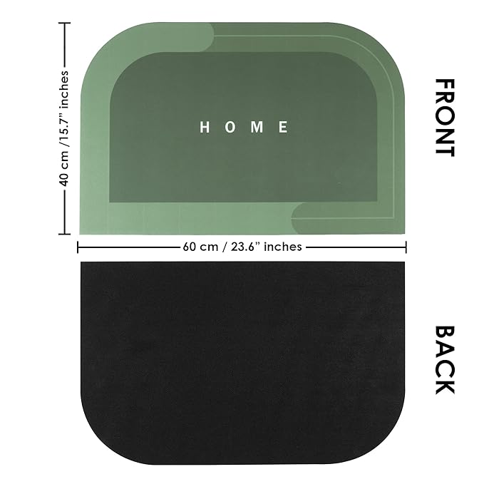 Story@Home Leather Bathroom Mat Aqua Collection Door Mat Anti-Slip Bath Mat Dark Green Colour