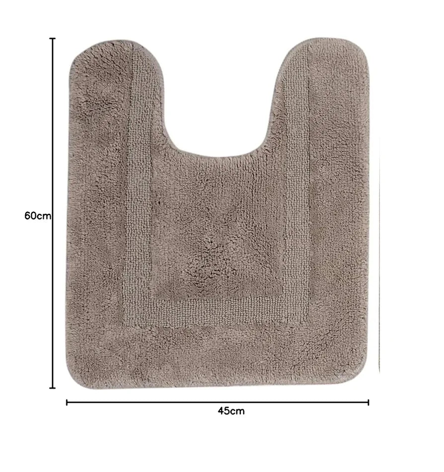 Saral Home Cotton Anti Slip Bathmat Set with Contour Colour Grey (Pack of 2)