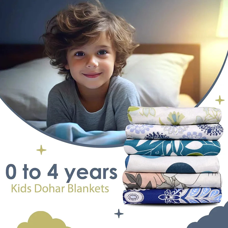 Divine Casa Floret 100% Cotton Single Kids Dohar 120 GSM Soft & Lightweight Throw Blanket Colour Lemon Drop
