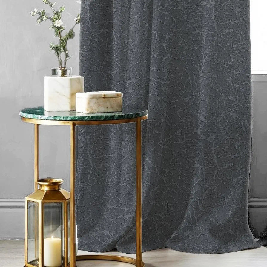 Urban Space Blackout Curtains for Door Set of 2, Embossed Abstract Design Light Blocking Blackout Curtain for Living Room, Curtains Earth Grey