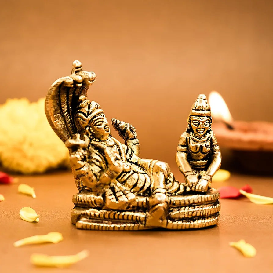 Ekhasa Pure Brass Vishnu Laxmi Murti on Sheshnag Sarp