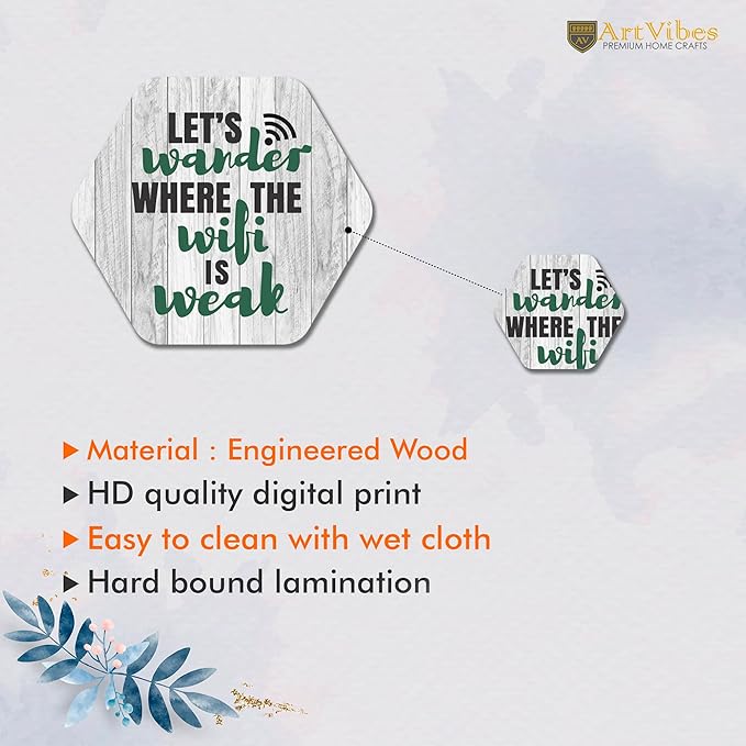 Artvibes Decorative Modern Wooden Wall Hanging Decoration for Home | Quotes Decor Item | Pack of 13 Pieces