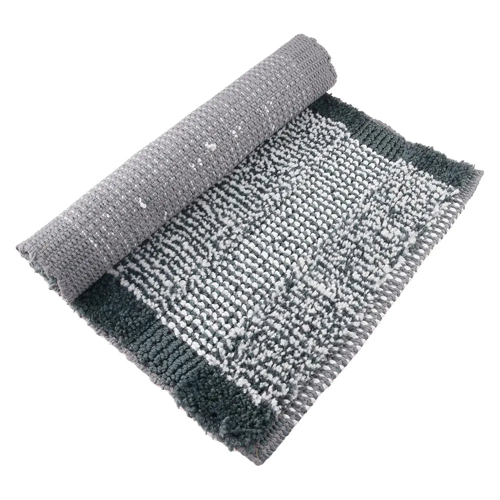 Kuber Industries White Cut Loop Microfiber Entrance Mat Gray Colour