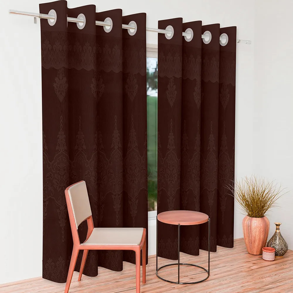 Kuber Industries Door Curtains Premium for Bedroom Sheer Curtain with 8 Rings SY15ZZ Brown