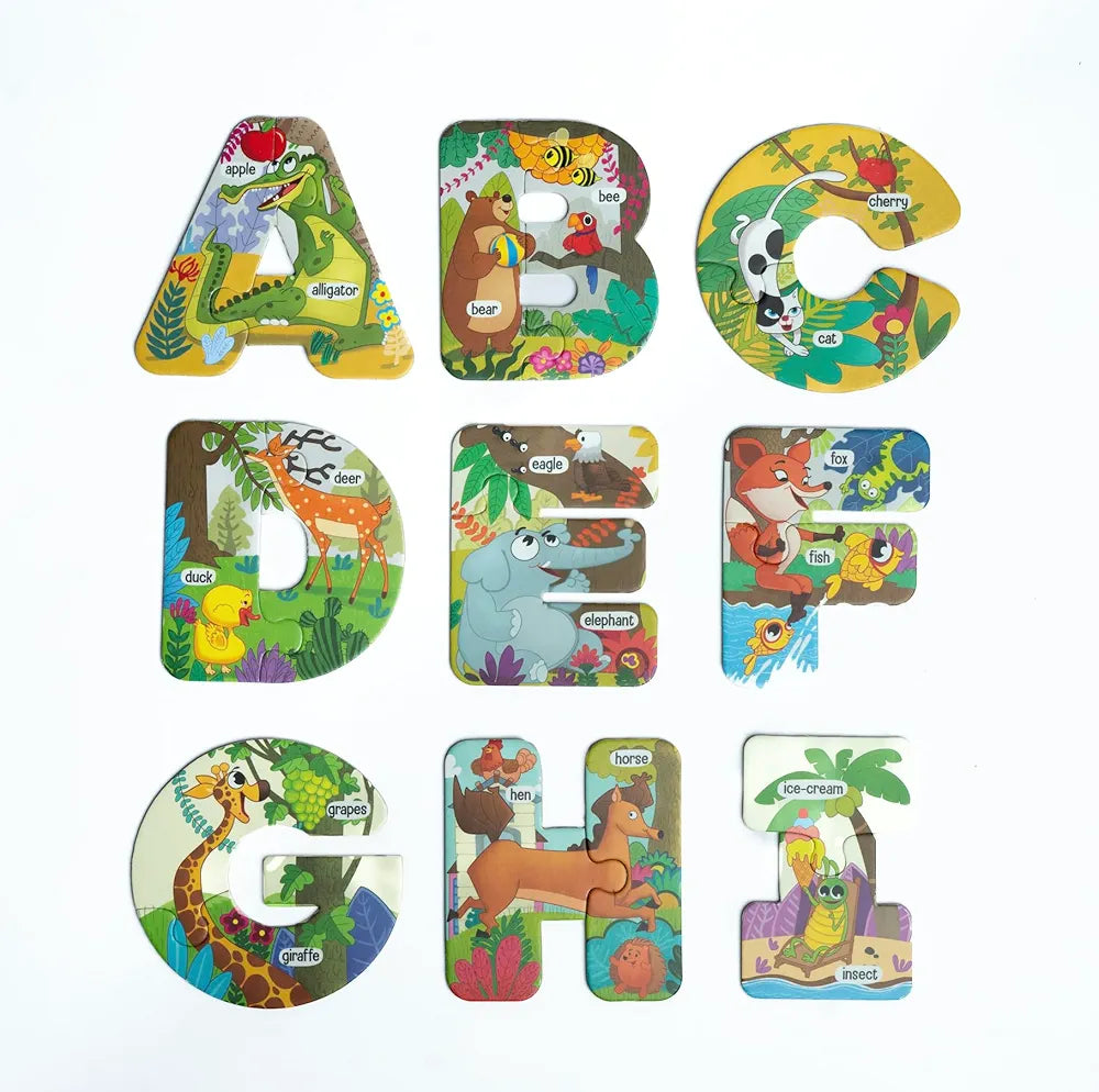The Book Tree Alphabet Puzzle Box for Kids I Educational Toy for Kids Age 2+ I 52 Jigsaw Puzzle Pieces and 1 Story Book for Early Learning I A for Children by Majestic Book Club