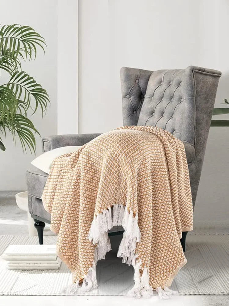 Sashaa World Soft Throw Blanket Colour Yellow/White
