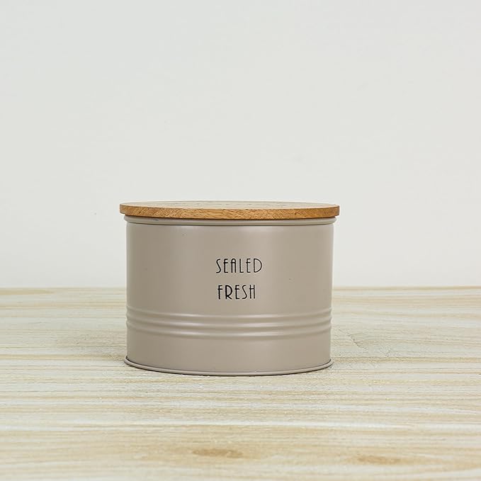 Femora Kitchen Storage Jars Tin Jar With Wooden Lid Air Tight Jar | 300 Ml | Pack of 2