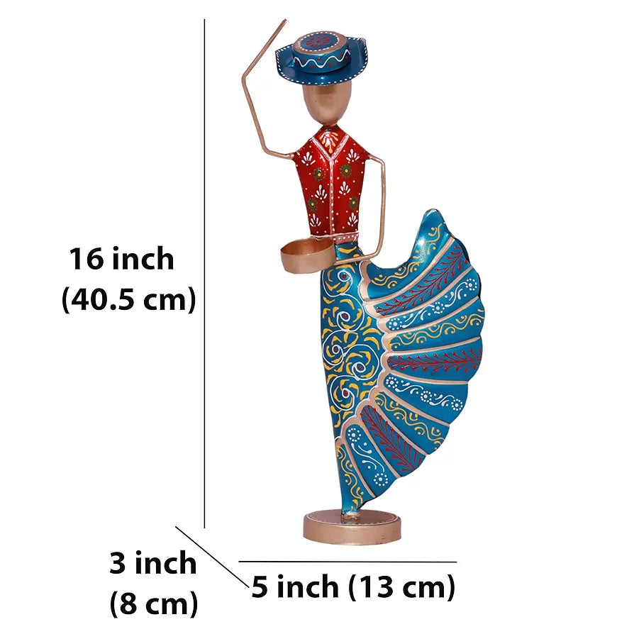 Kraftskala Colorful Dancers Iron Showpiece with Tealight Candle Holder