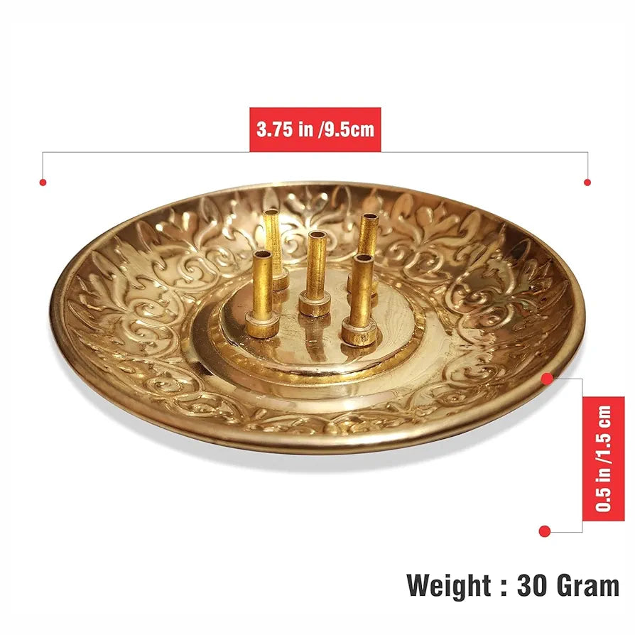 Pure Source India Handcrafted Brass Incense Holder 5 Stick Burner Antique gold