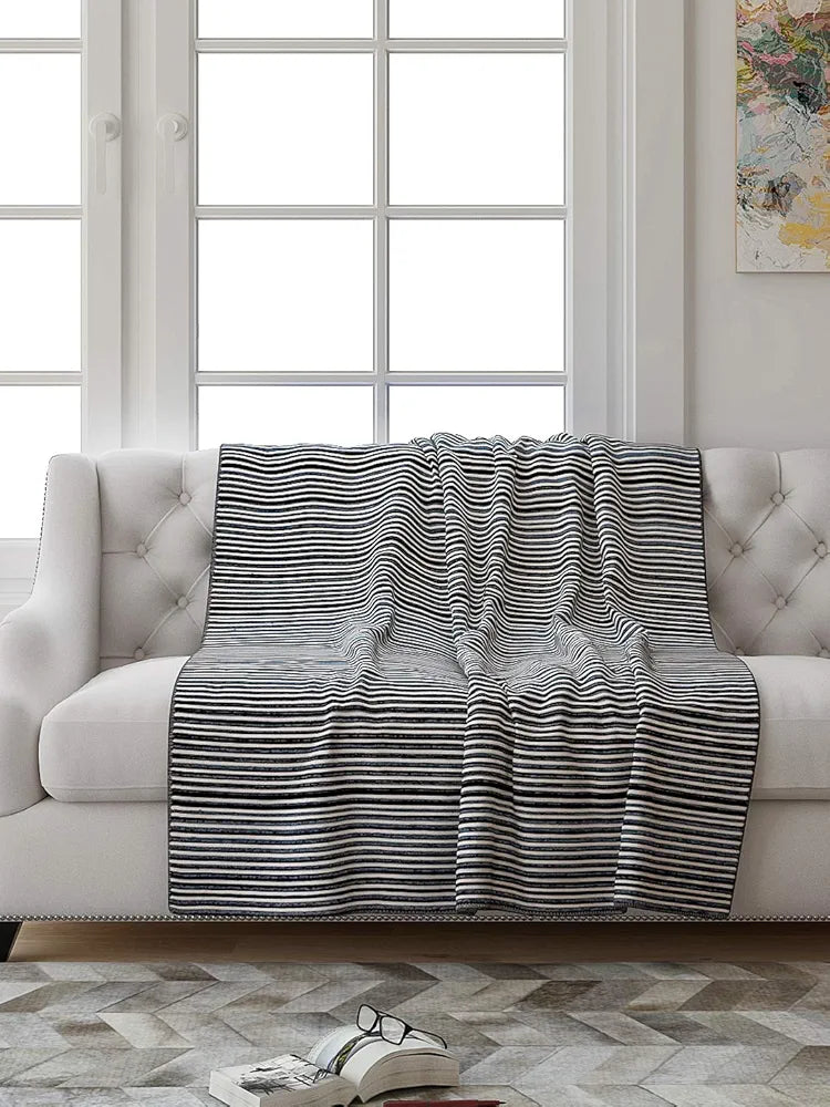 Saral Home Easy Living Soft Decorative Viscose Chenille Striped Sofa Covers/throw Grey