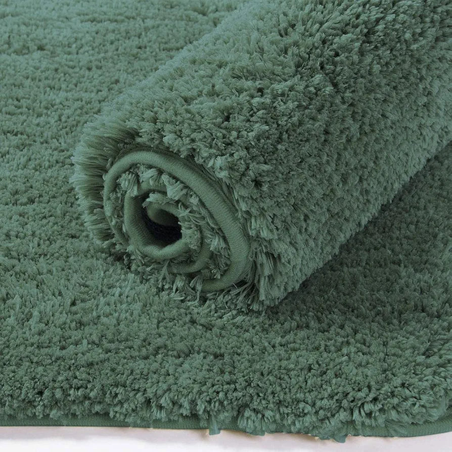 Luxe Home International Microfibre Rectangular Bath Mat Super Soft Anti Skid Newman Mats For Bathroom Colour Green