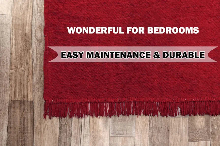 BSB Home Designer Superfine Chenille Carpet 500 GSM Velvet Carpet Area Rug Red