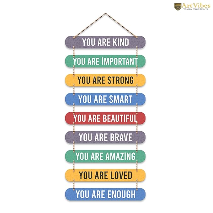 Artvibes Positive Quotes Mdf Wooden Wall Hanging for Home Livingroom Art Items | Home Decor Items