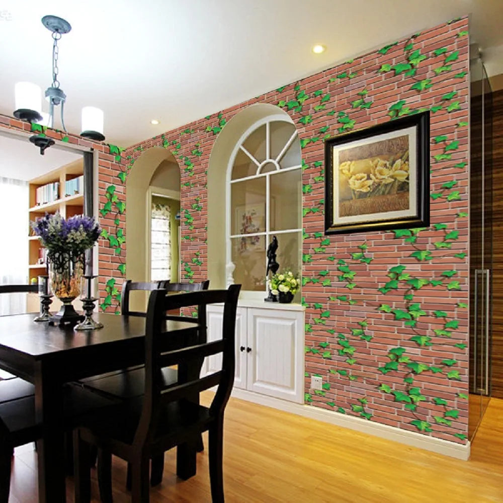 Indian Natural Brick Environmental Protection Pvc Vinyl Wallpaper Brick Leaves Wallpaper