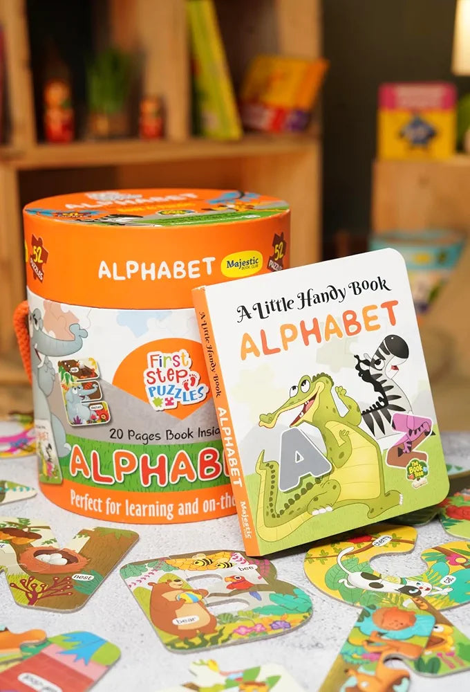 The Book Tree Alphabet Puzzle Box for Kids I Educational Toy for Kids Age 2+ I 52 Jigsaw Puzzle Pieces and 1 Story Book for Early Learning I A for Children by Majestic Book Club