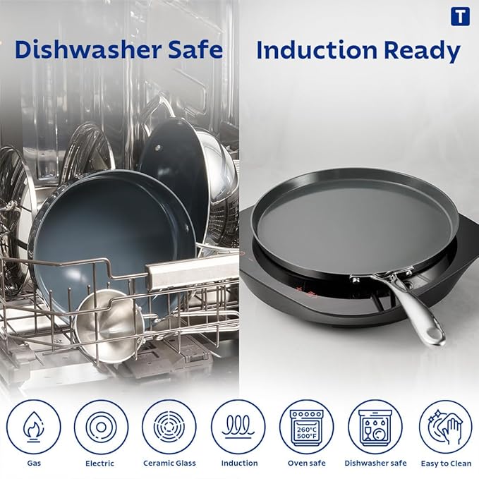 Tramontina Fusao Healthy Triply Ceramic 26cm Concave Tawa