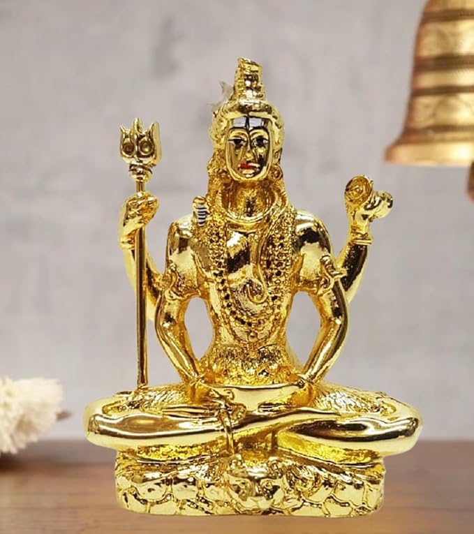 Gold Art India Silver Plated Lord Shiva Idol Bhole Baba Bholenath Hindu God Statue for Pooja