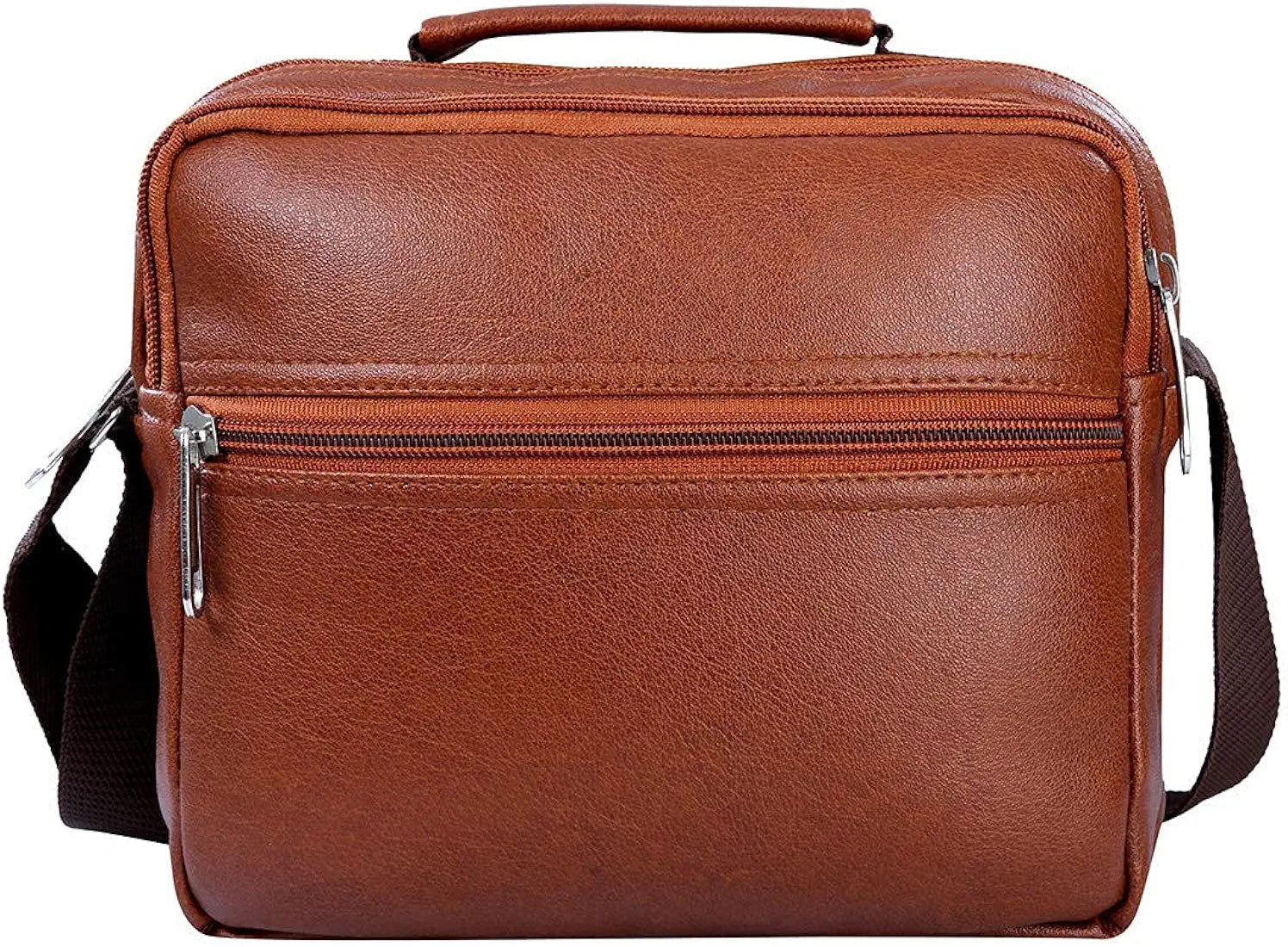 Leather World Sling Bag for Men PU Leather Messenger Cross Body Travel Office One Side Chest Shoulder Bag for Men & Women. - Tan