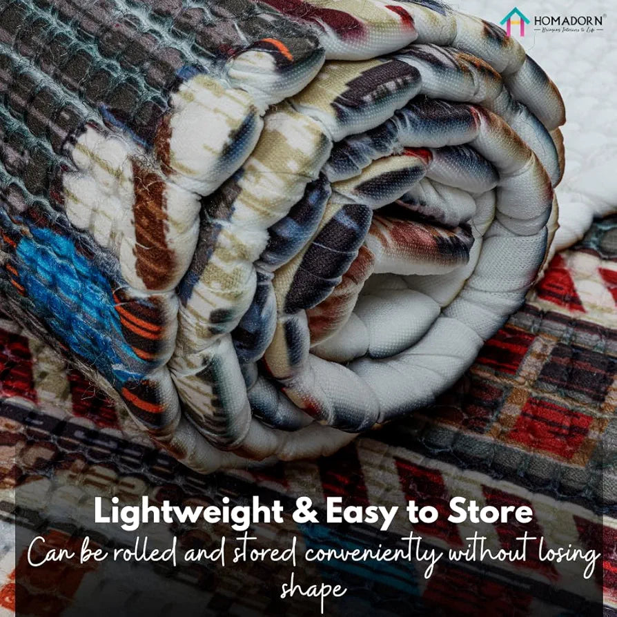Homadorn Handmade Printed Modern Dhurrie/Rugs/Carpet Colour Multicolor