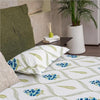 Urban Space Serene Bedsheet for Double Bed 2 Pillow Covers (Colour Floral Moroccan Blue)