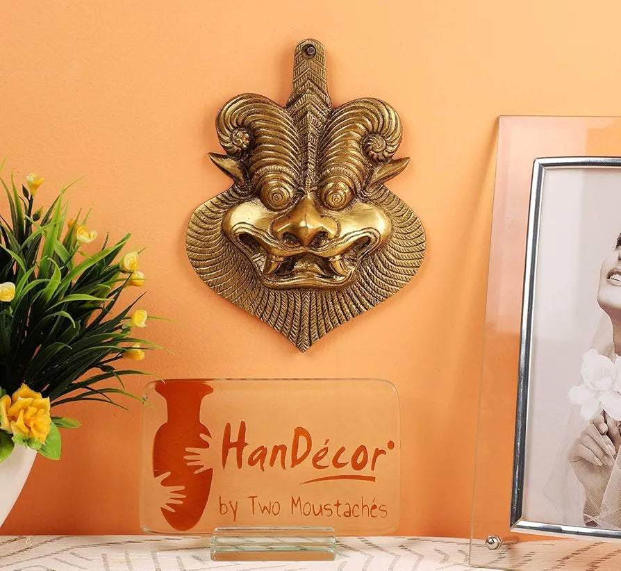 Two Moustaches Yali Brass Wall Hanging Evil Eye Protector