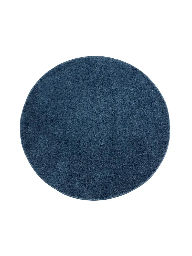 Saral Home Neo Shaggy Yarn Anti-Skid Round Mats Colour Blue