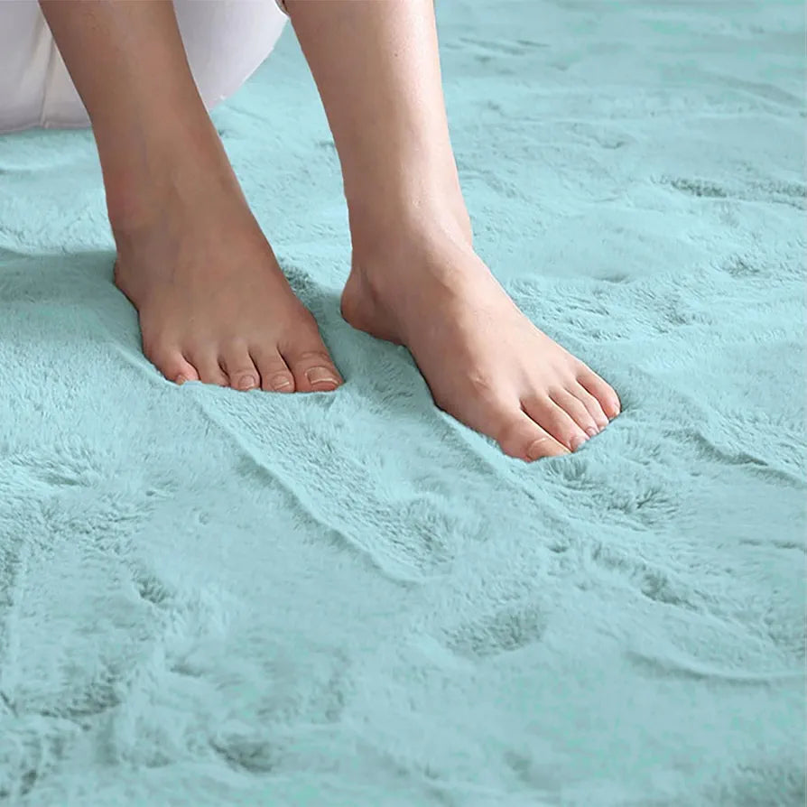 Luxe Home International Carpet Super Soft Anti Skid Rabbit Fur Bathroom Rectangular Mats Colour Turquoise