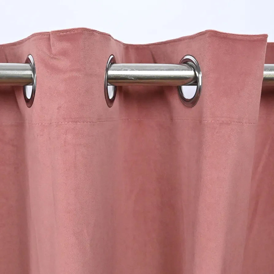 Divine Casa Velvet Blackout Window Curtain 5 Feet Premium Room Darkening Noise Reducing & Thermal Insulated Single Panel Colour Falmingo (Pack of 1)