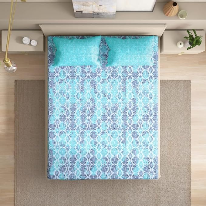Wakefit Bedsheet For King Size Bedsheet King Size Bed Cotton 2 Pillow Covers Blue Colour