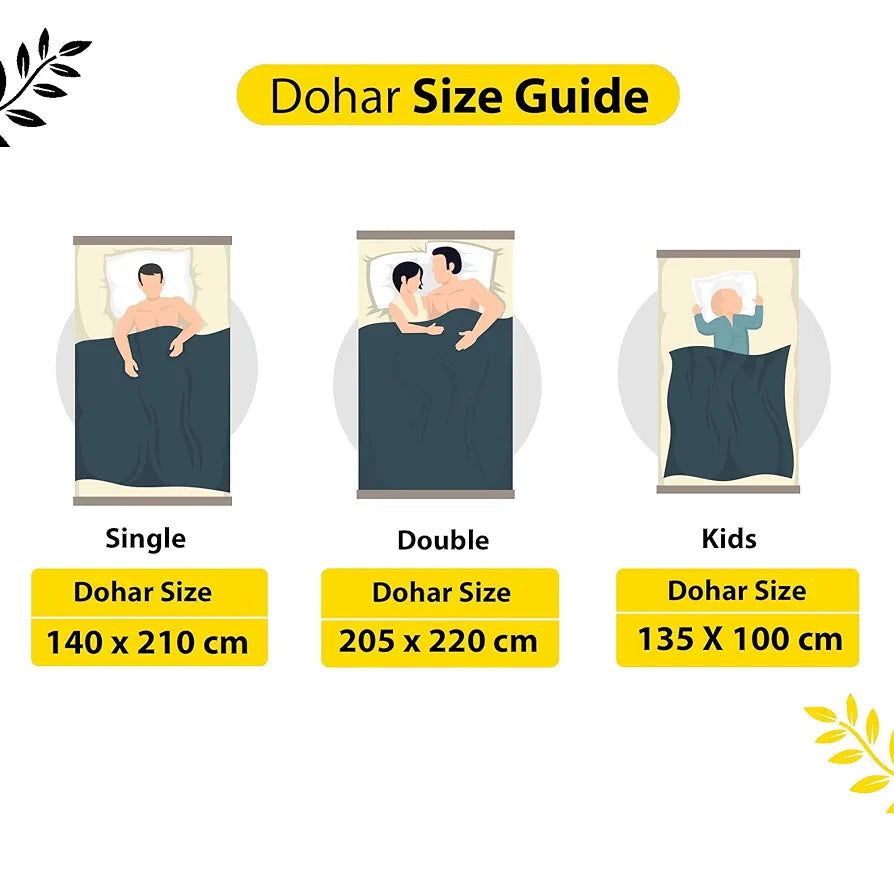 Divine Casa Floret 100% Cotton Double Dohar 120 GSM Soft & Lightweight Throw Blanket Colour Daffodil Yellow