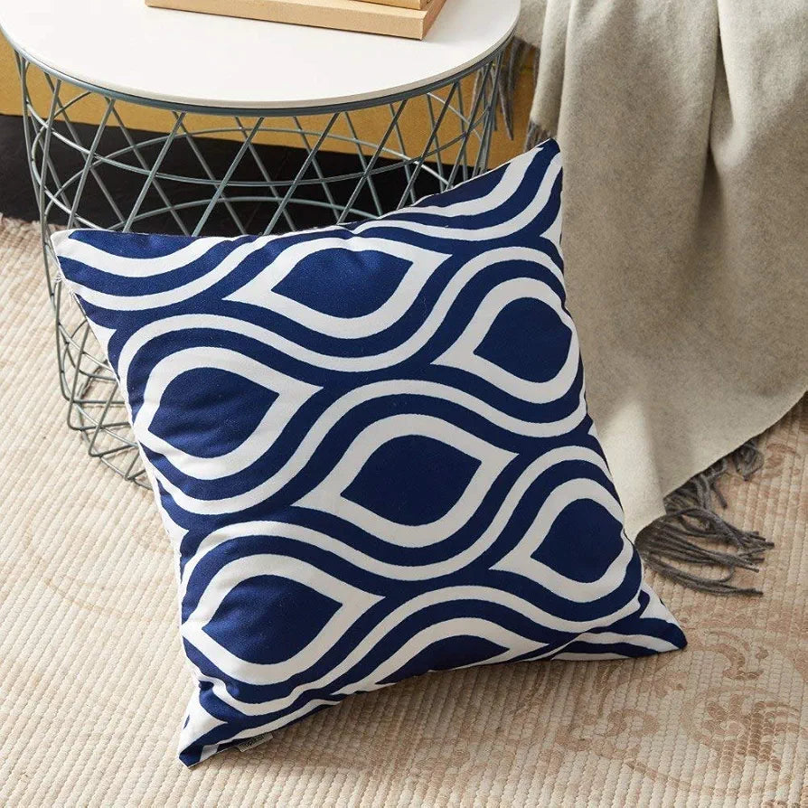 Aerohaven Satin 150TC Cushion Covers Set of 6 Piece Blue Colour