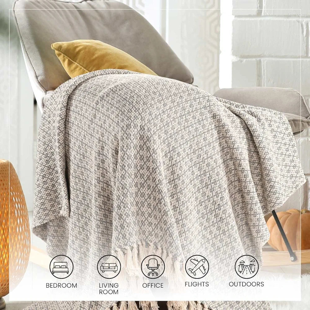 Sashaa World Soft Throw Blanket Colour Grey/Natural