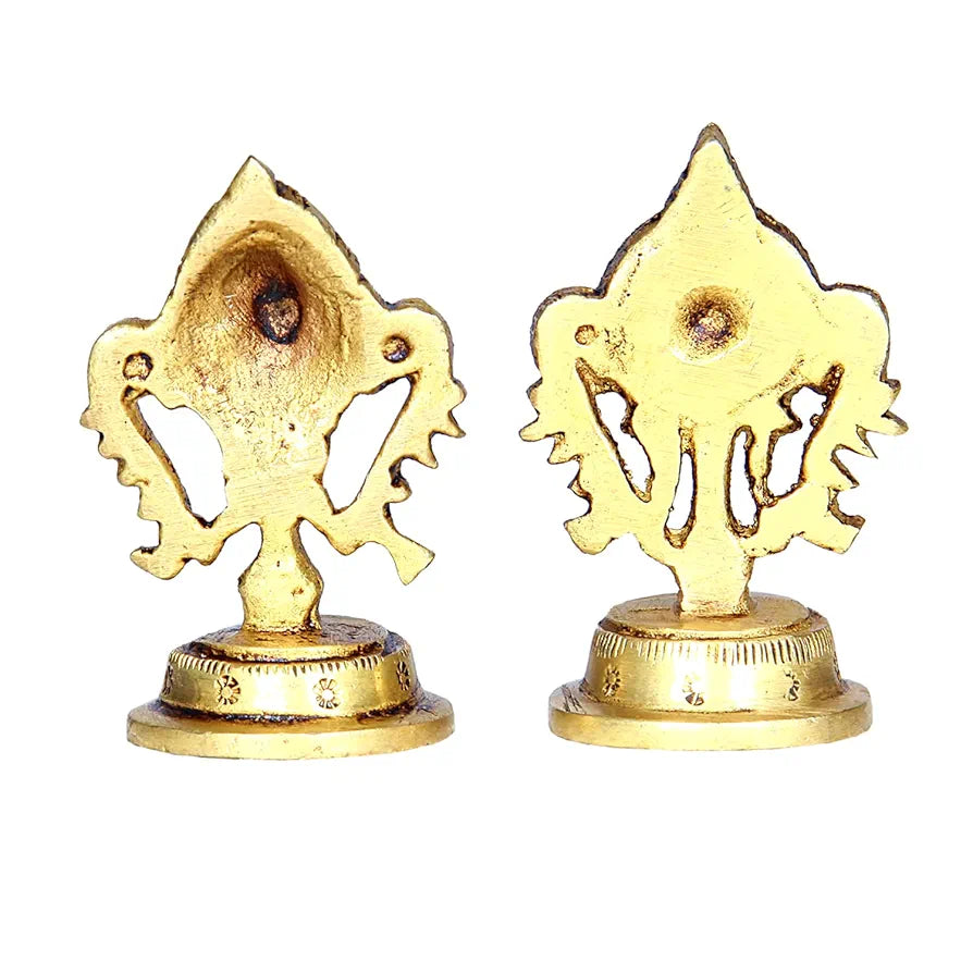 Anciently Brass Small Shankh Chakra Set | Small Sangu Chakram Set 5.8cm Height, Gold Colour - 1 Set