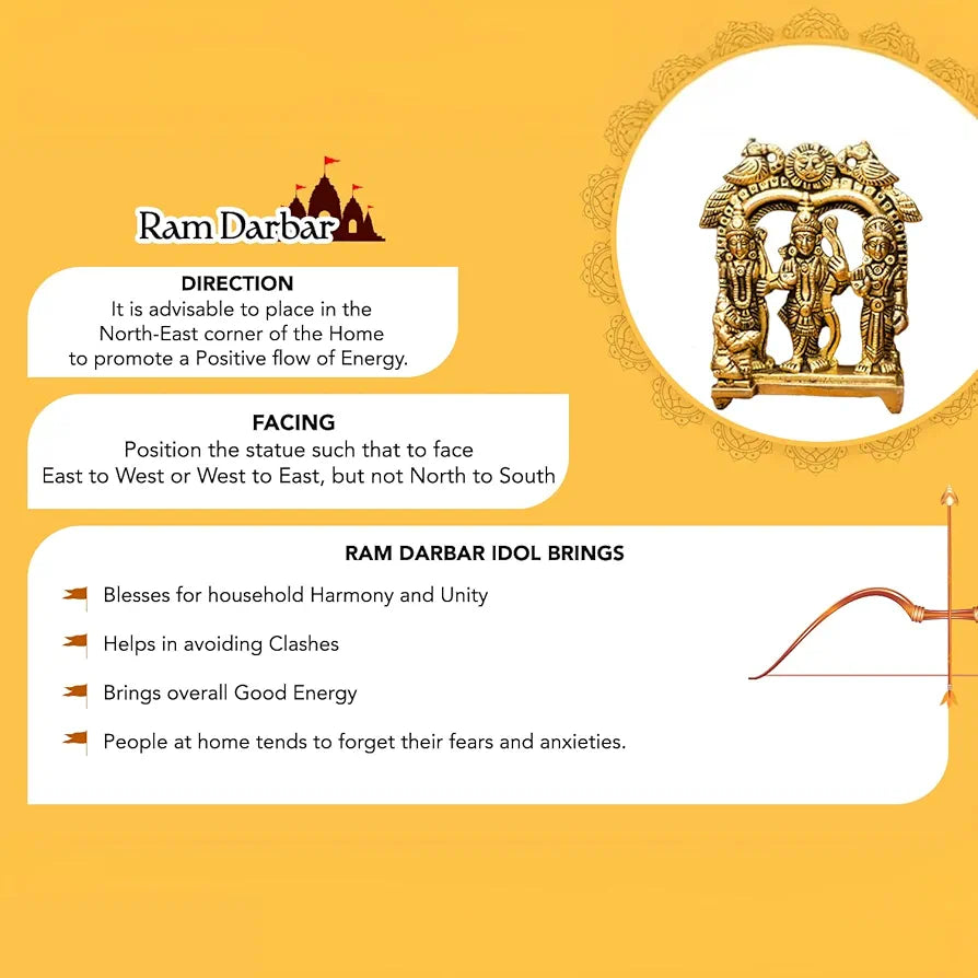 Ekhasa Pure Brass Ram Darbar Murti in Luxury Red Velvet Gift Box God Idols